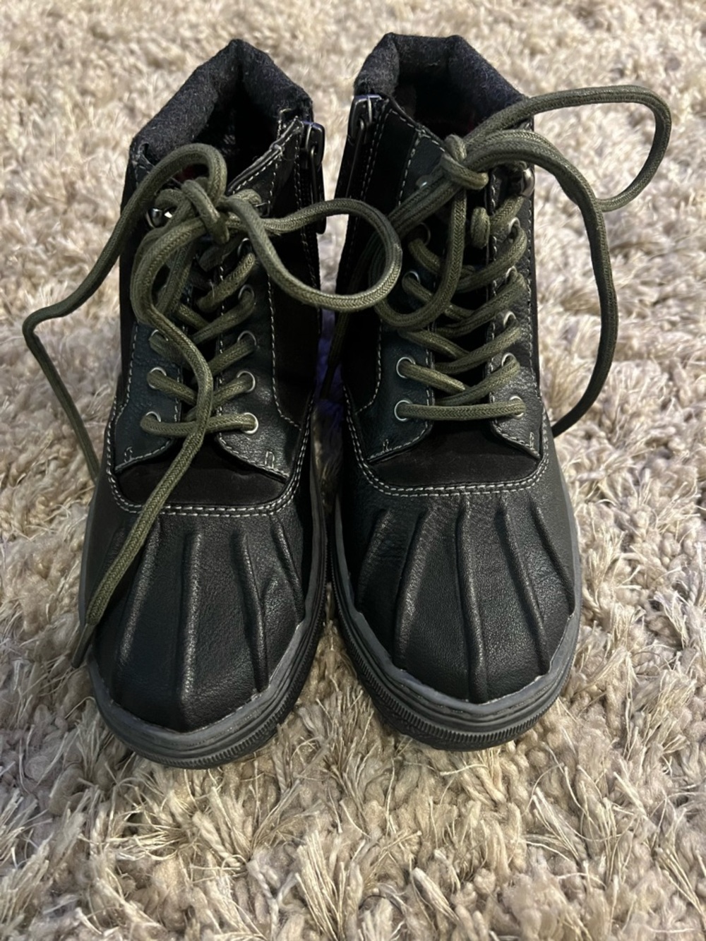 Cole Haan Black Kids Lace-Up Duck Boots